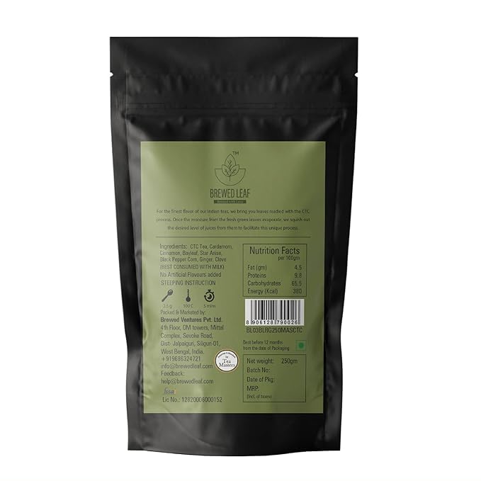 Brewed Leaf 7 Spices Masala CTC Tea Flavour Ginger - 250 gms